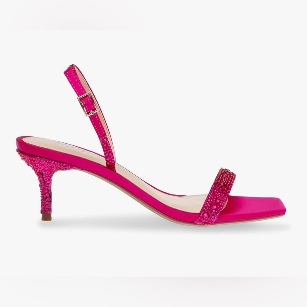 Betsy Johnson Rebel Sling back Kitten Heels Sandals in Fuchsia Women’s size 7.5